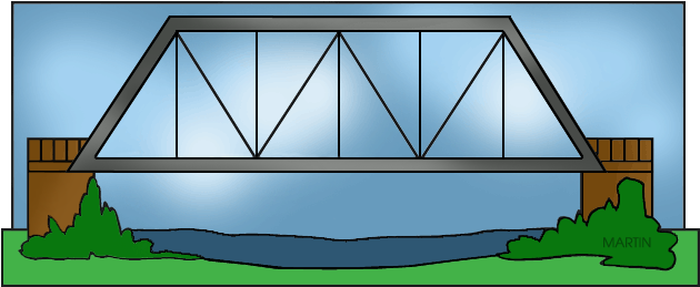 Bridge Clipart Trus - Truss Bridge Clipart (648x274), Png Download