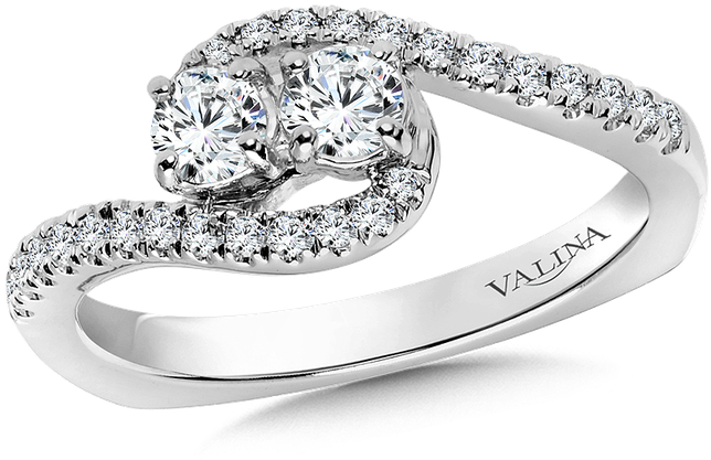 Valina Two-stone Diamond Engagement Ring Moutning In - Engagement Ring (800x800), Png Download