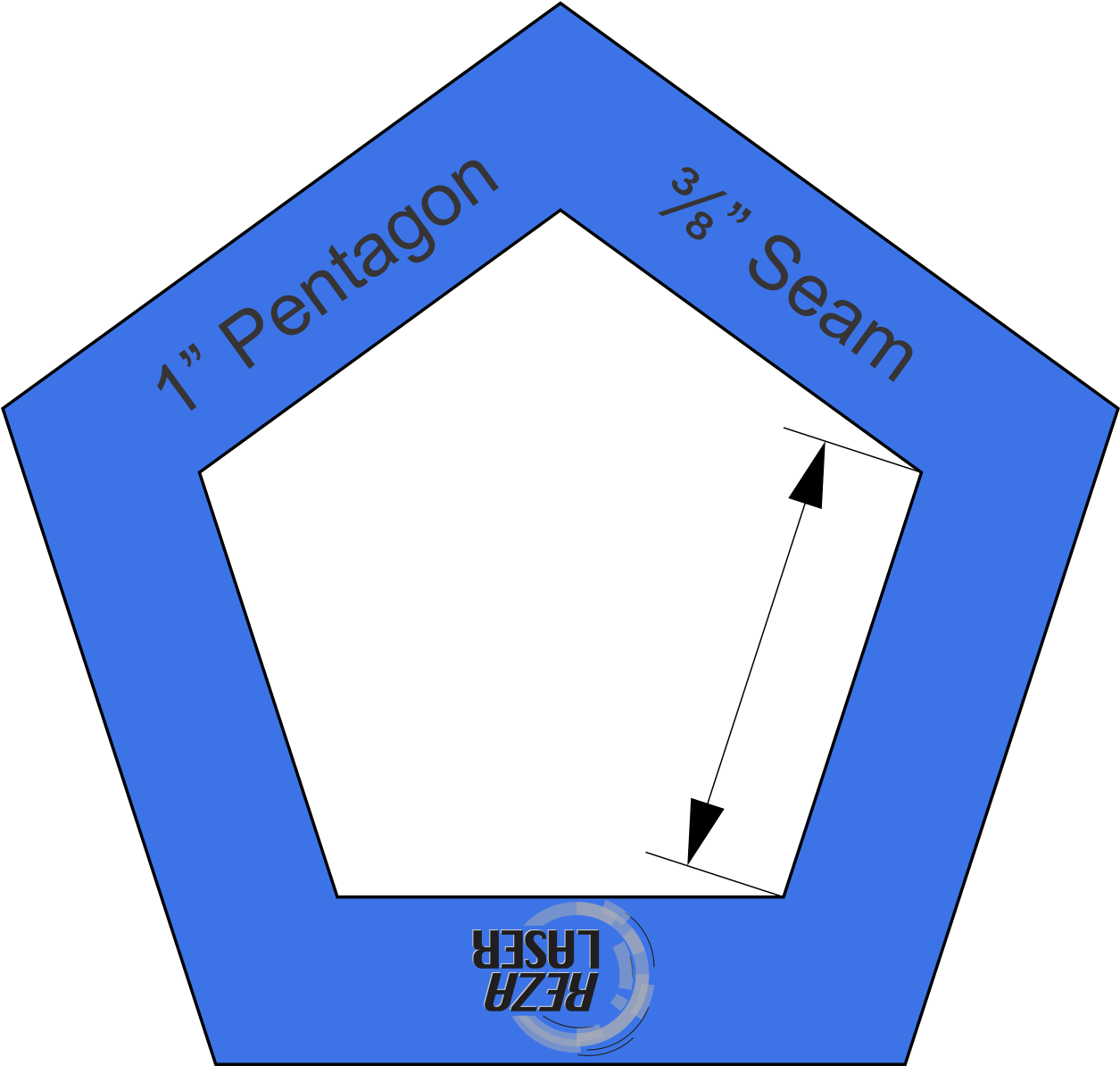 Pentagon 1″ Inch Acrylic Template I Spy With ⅜” Seam - Majorelle Blue (1254x1254), Png Download