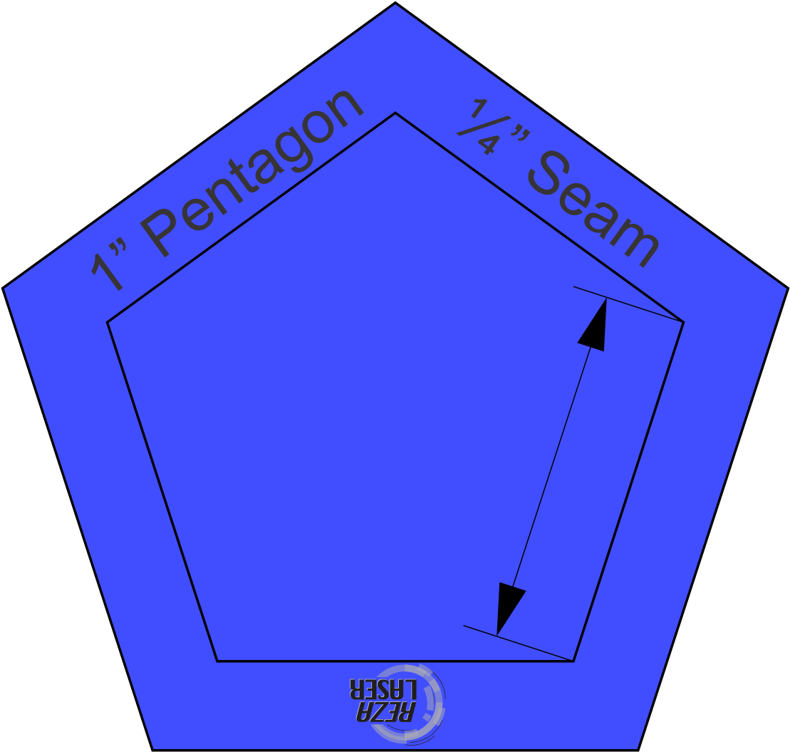 Pentagon 1″ Inch Acrylic Template Solid With ¼” Seam - Symmetry (1108x1108), Png Download