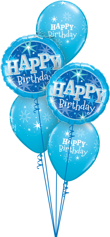 Happy Birthday Pink / Blue Sparkle - Blue Sparkle Happy Birthday Foil Balloon (372x800), Png Download