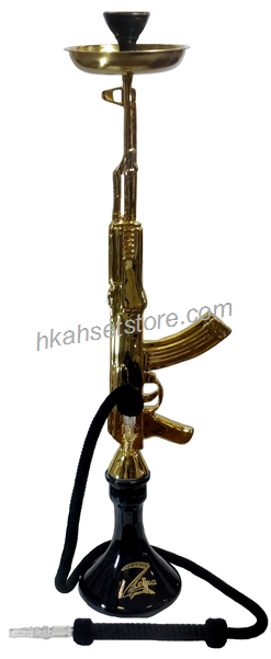 Zebra Ak-47 Gold Hookah - Gold Tommy Gun Hookah (600x600), Png Download
