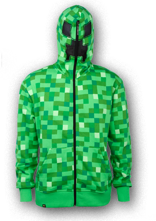 *restrictions May Apply - Minecraft Creeper Adult Premium Hoodie Zip Up Officially (305x432), Png Download
