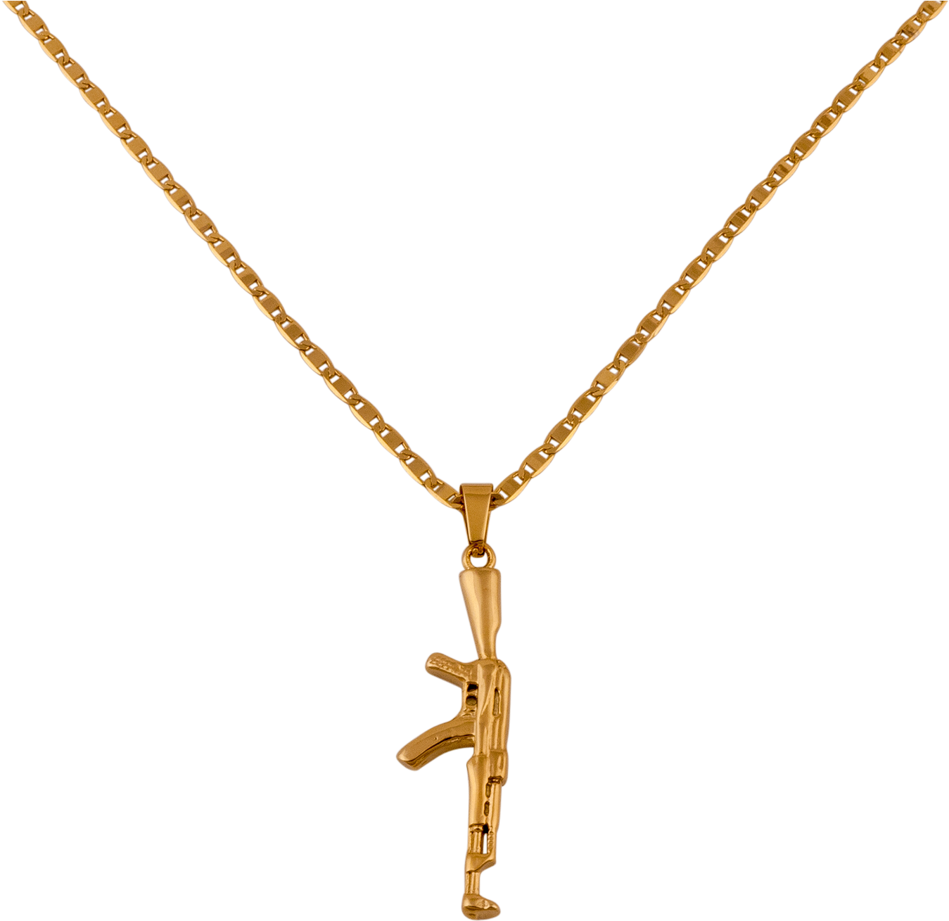 The Kalash Pendant Features A Gold Finish Ak-47 Charm - Pendant (1496x1496), Png Download
