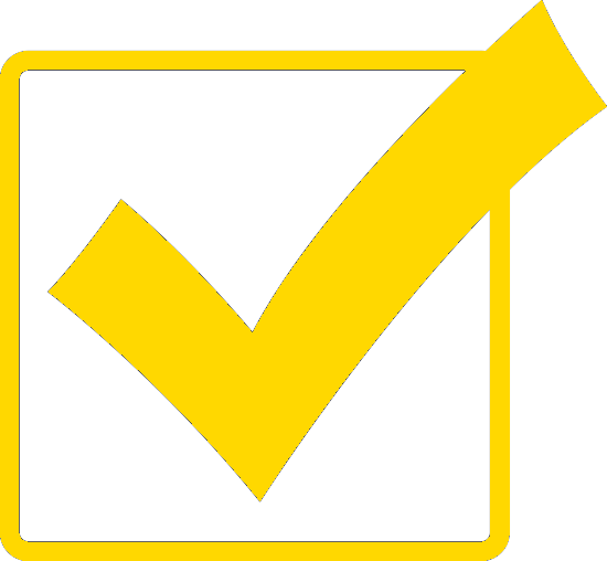 Check Mark Yellow (550x508), Png Download