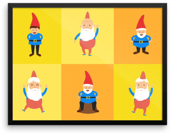 Gnomes Framed Poster - Vector Graphics (600x600), Png Download