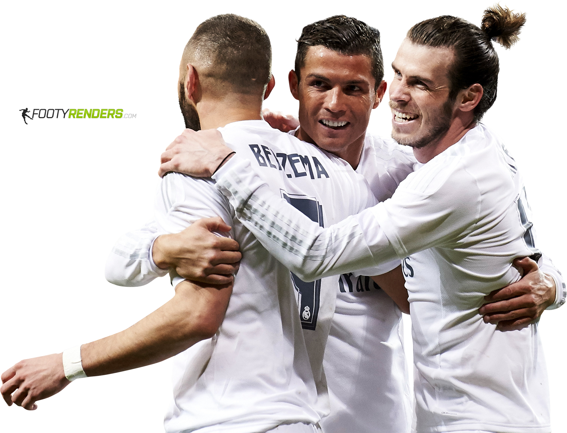 Karim Benzema, Cristiano Ronaldo & Gareth Bale Render - Bale Benzema Cristiano Png (1966x1500), Png Download