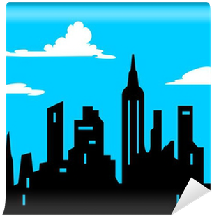 Graphic Style Cartoon City Skyline Wall Mural • Pixers® - Wall Sticker Comic Skyline (400x400), Png Download