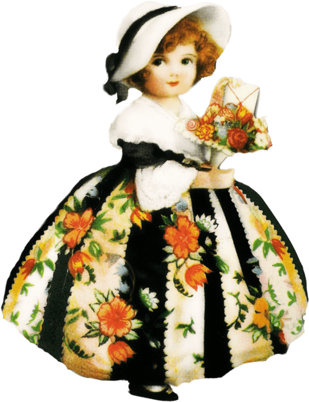 Pretty Vintage Girl By Jinifur On Deviantart - Girl Vintage Art Png (822x971), Png Download