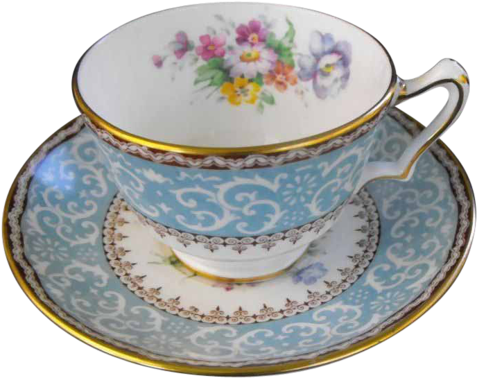 Crown Staffordshire Tea Cup With Saucer Rubylane This - Teacup (687x687), Png Download