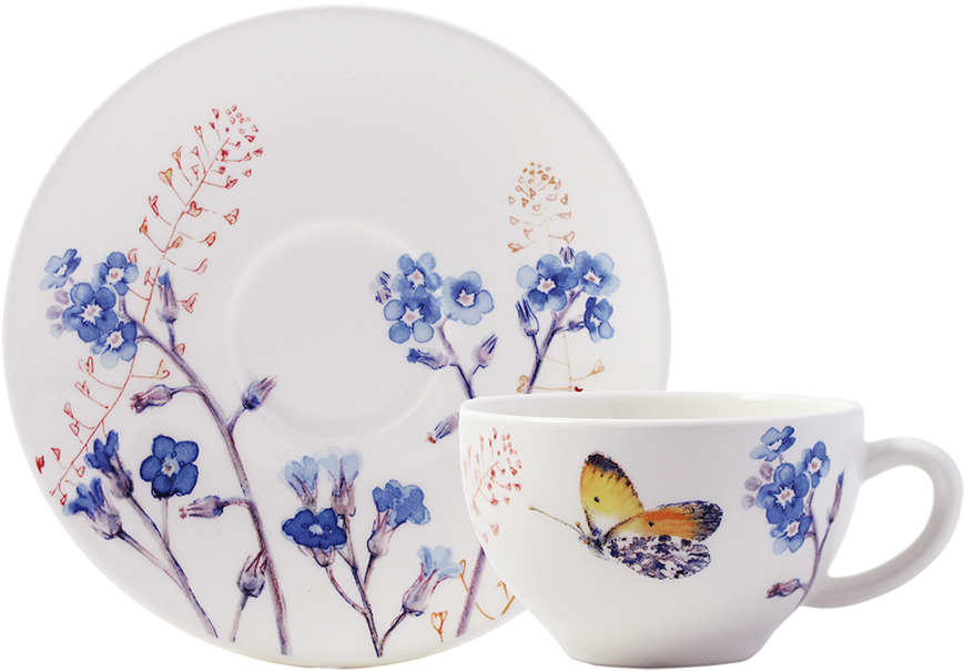 Gien Azur Teacup & Saucer, Set Of 2 (869x605), Png Download