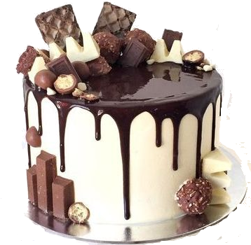 Chocolate Drip Cake, Chocolate Explosion Cake, White - Chocolate Drip Cake Png (359x371), Png Download