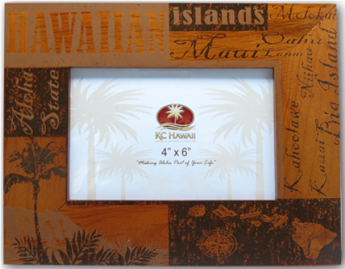 Hawaii Wood Frames 4" - Hawaiian Vintage Look Wood Picture Frame 4x6 (500x500), Png Download