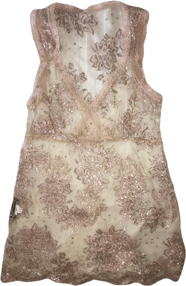 1 Designers On A Dime Gold Lace Tank Top Size S - Top (450x600), Png Download