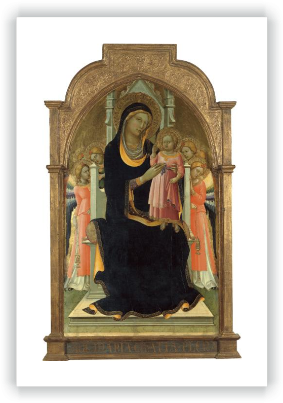 La Virgen Y El Niño En El Trono Con Seis Ángeles - Lorenzo De Monaco (568x800), Png Download
