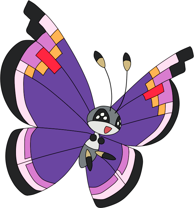 Pokemon Shiny Vivillon Elegant Is A Fictional Character - Vivillon Png Pokemon (644x690), Png Download