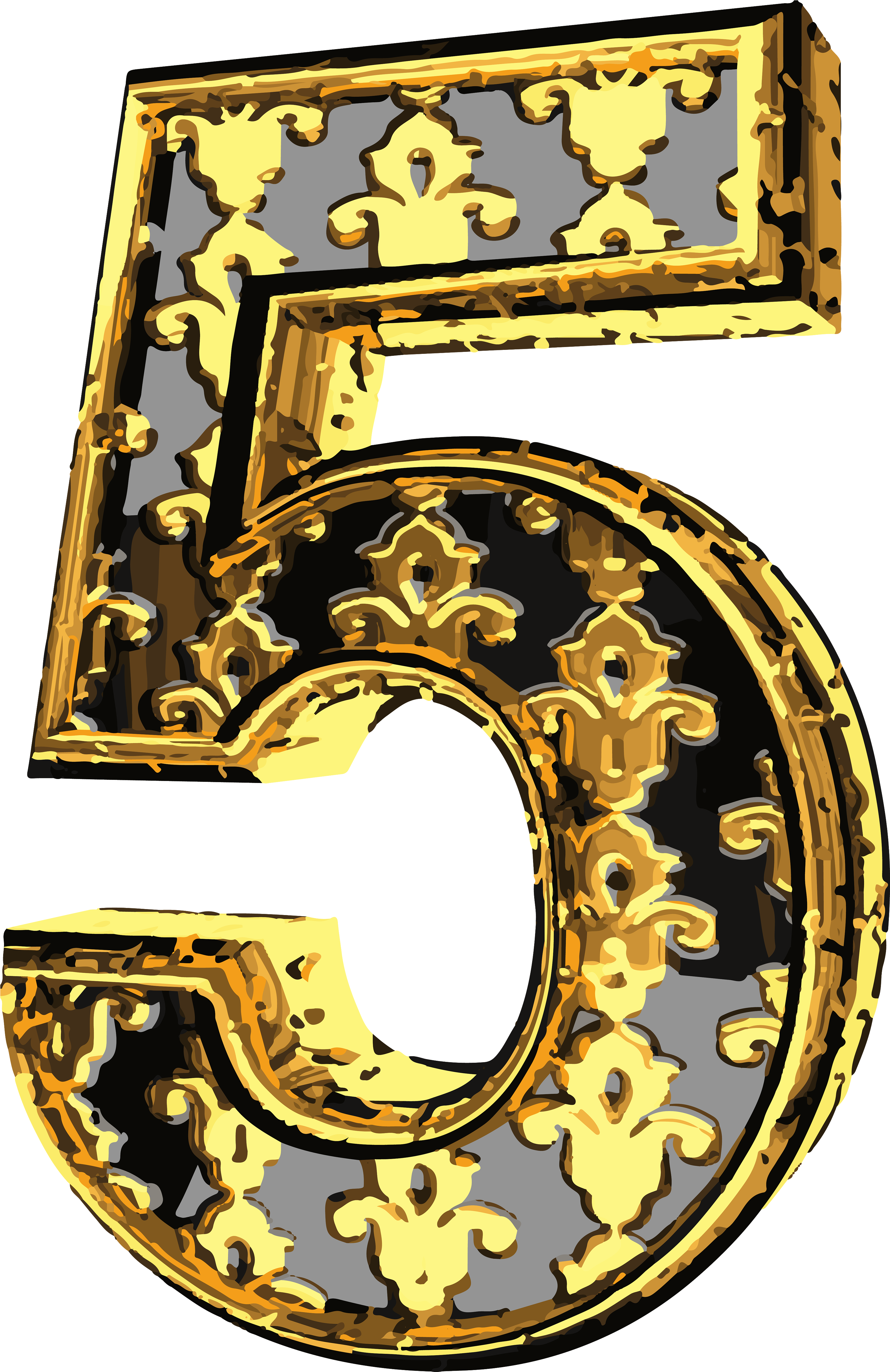 Elegant Vintage Number Five Png Clip Art Image - Elegant Numbers Png (3243x5000), Png Download