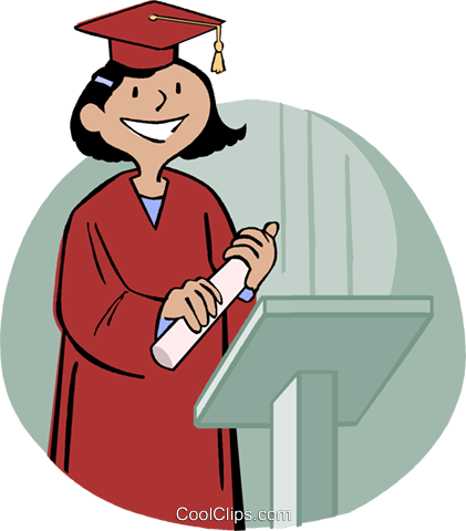 Girl Receiving Diploma Royalty Free Vector Clip Art - Getting A Diploma Clipart (421x480), Png Download