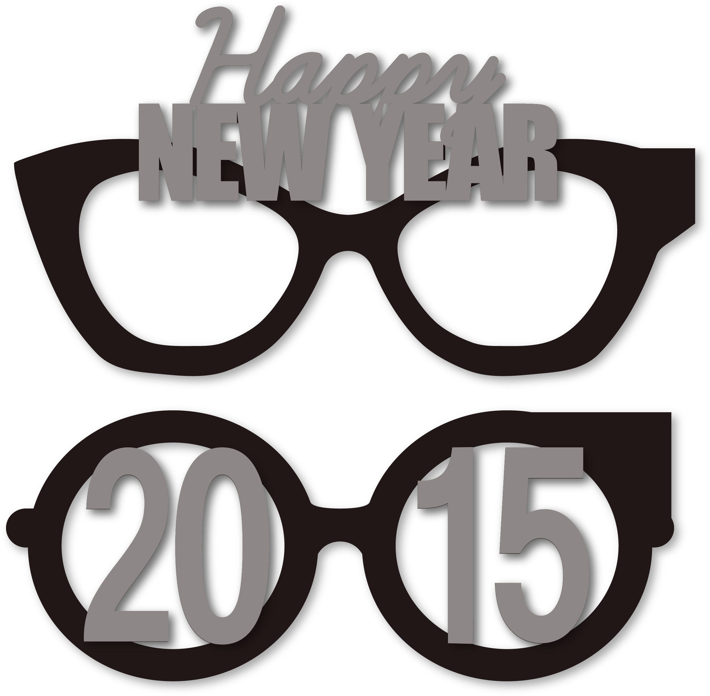 New Year's 2015 Party Eye Glasses - New Years Glasses Clipart (2489x2442), Png Download