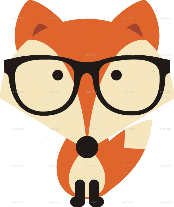 Glasses Clipart Fox - Cartoon Fox With Glasses (672x800), Png Download