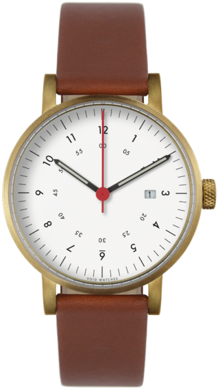 Vo#date Gold Light Brown Leather Strap & White Dial - Void Watch - V03d - Gold White (717x1024), Png Download