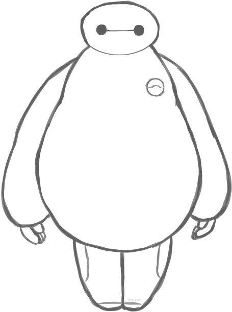 Alegoría - Baymax Black And White Png (500x647), Png Download