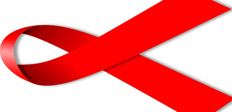 Umkc Partnering With The 2015 Aids Walk - Aids Ribbon Png (740x357), Png Download