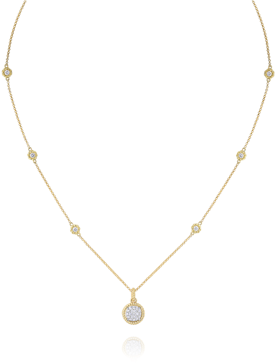 Roberto Coin Pave Circle Pendant With Diamond Station - Pendant (800x800), Png Download