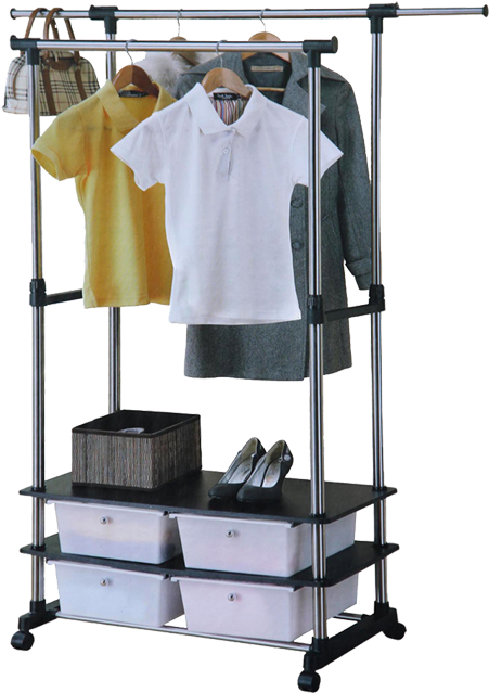 Leostar Cd-1219 Garment Rack With 4 Drawer - Clothes Hanger (539x765), Png Download