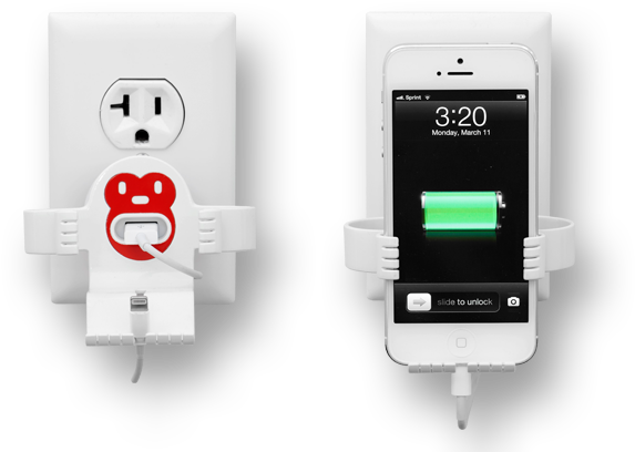 White-red Monkeyoh Iphone Charger Stand By Felix - Felix Monkeyoh - Take A Stand Against Cord Clutter. (720x712), Png Download