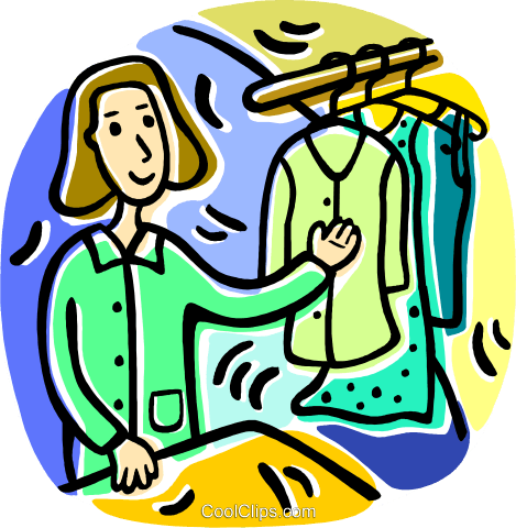 Woman With Clothes On A Rack Royalty Free Vector Clip - Dry Cleaning Clip Art (469x480), Png Download