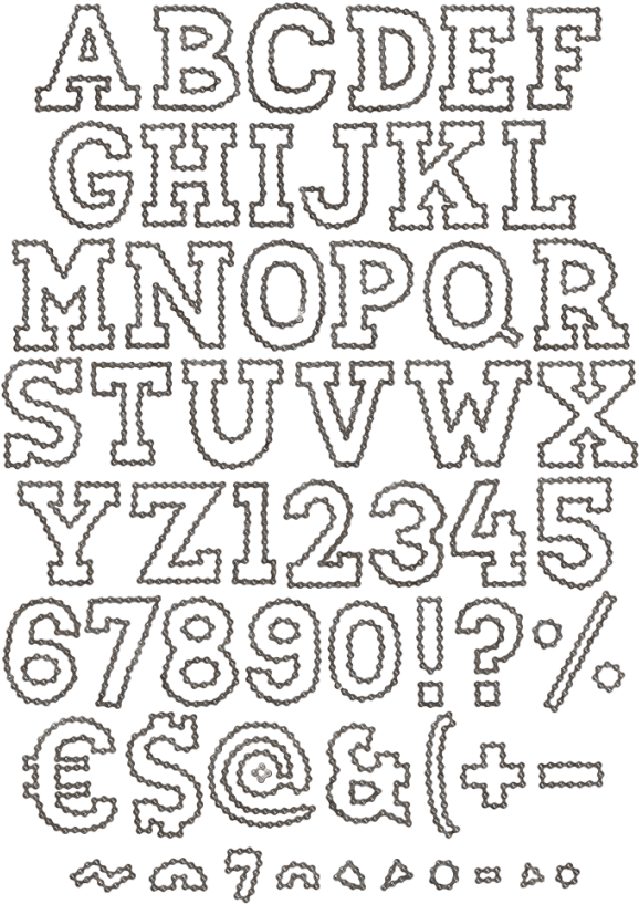 Outline Chain Handmade Font - Transparent Outline White Alphabet Png (595x830), Png Download