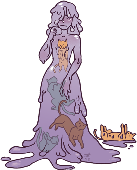 How About A Slime Cat Girl - Cartoon (459x576), Png Download