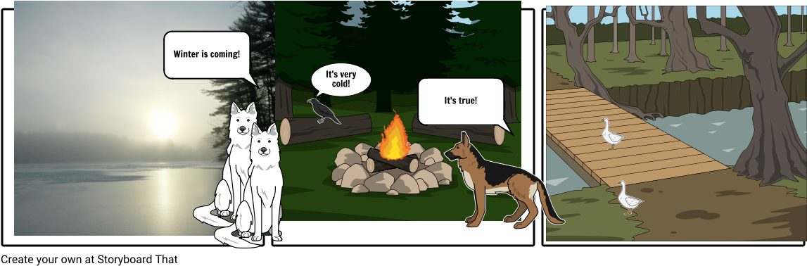 Winter In The Wood - Cartoon (1164x385), Png Download