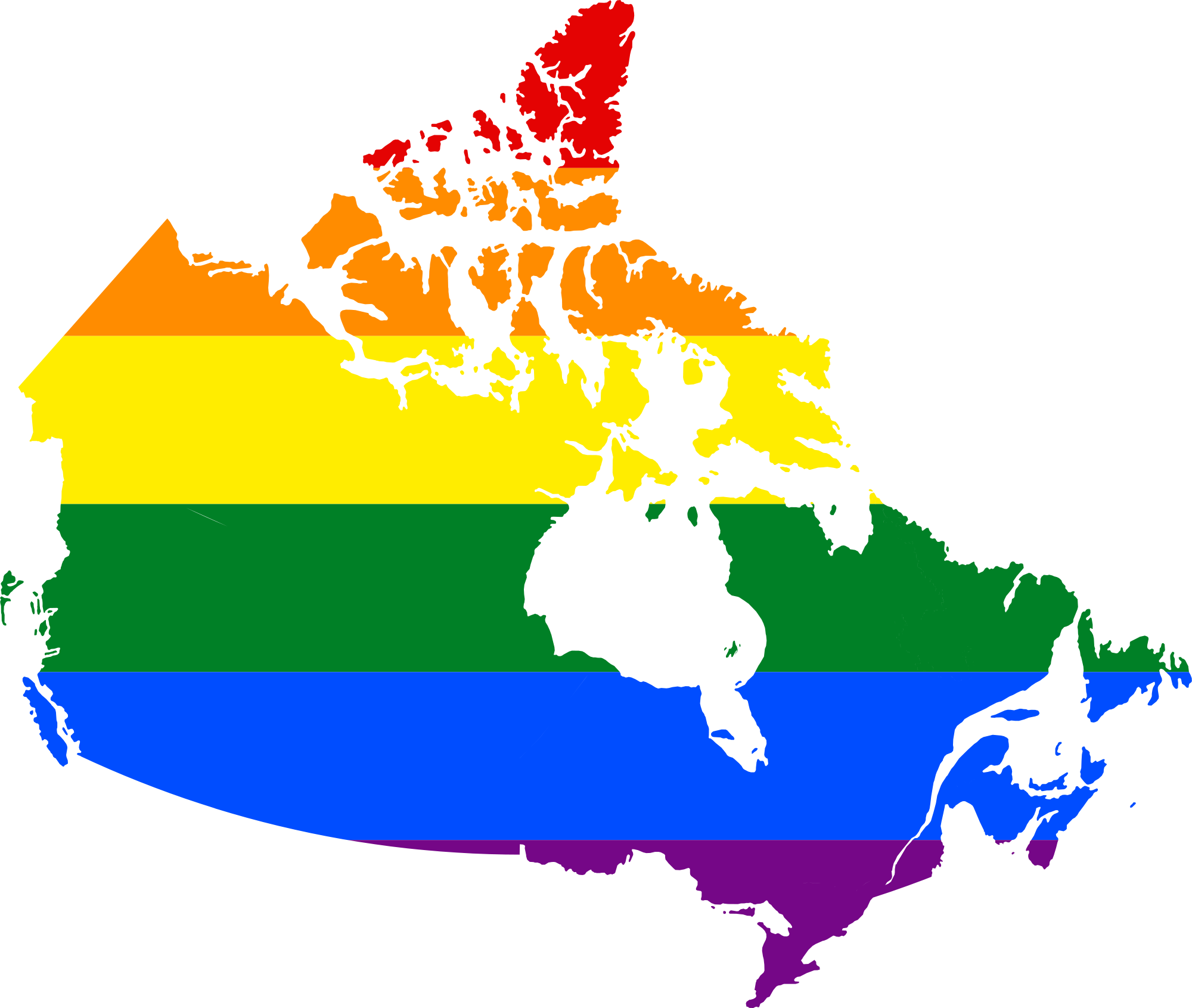 Lgbt Flag Map Of Canada - Lgbt Flag Map Canada (2000x1691), Png Download