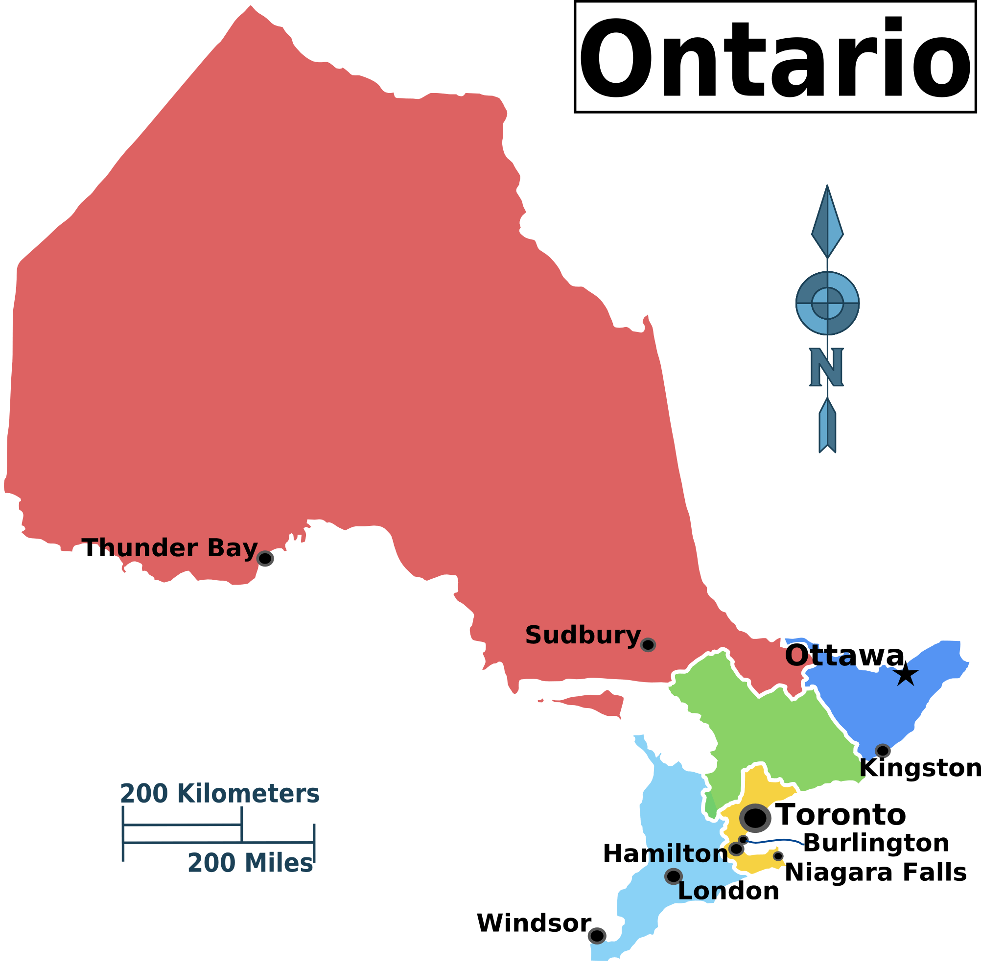 Ontario Regions Map - Ontario Map Outline (2004x1979), Png Download