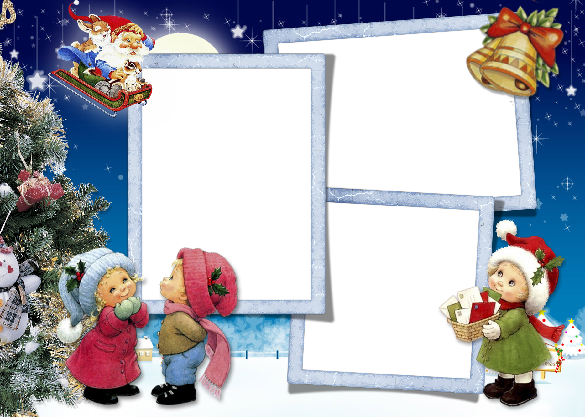 Christmas Picture Frame - Santa Claus Psd Frame (1867x1333), Png Download