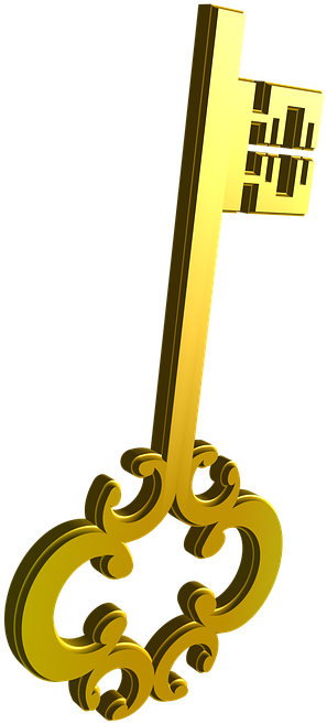 Golden Cliparts Shop Of Library - Key 3d Png (334x720), Png Download