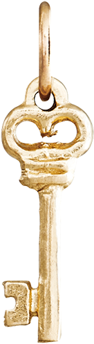 14k Yellow Gold Key Mini Charm - Llave Con Diamantes (496x524), Png Download