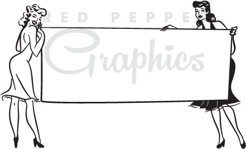 Ladies Holding Banner - Banner Ladies Transparent (500x352), Png Download