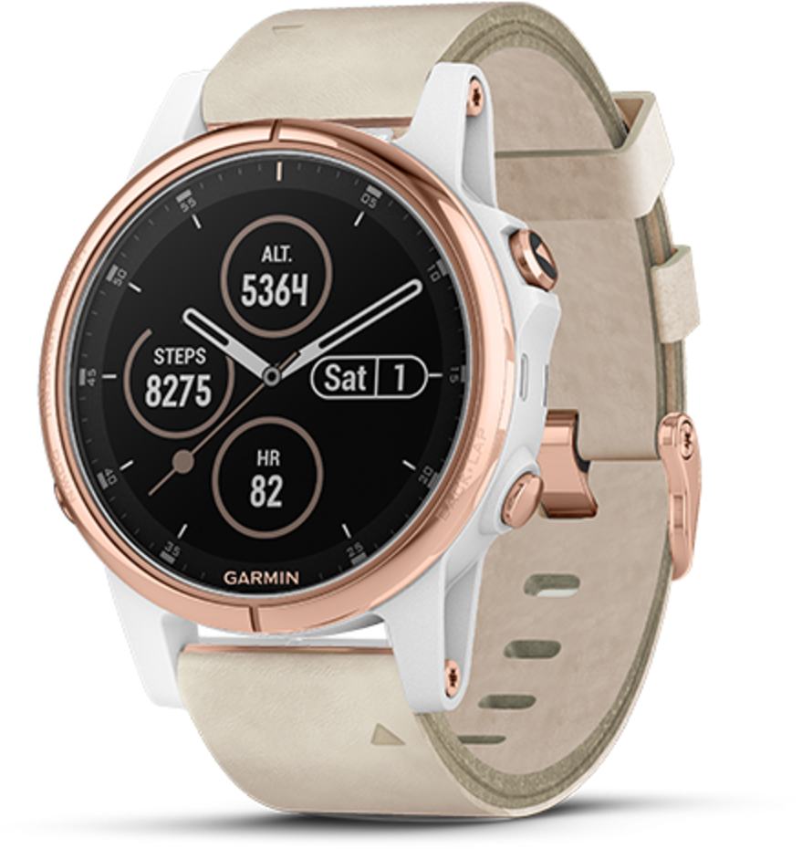 Fenix 5s Plus Sapphire White/ Rose Gold With Leather - Garmin Fenix 5s Plus Rose Gold (1200x1200), Png Download