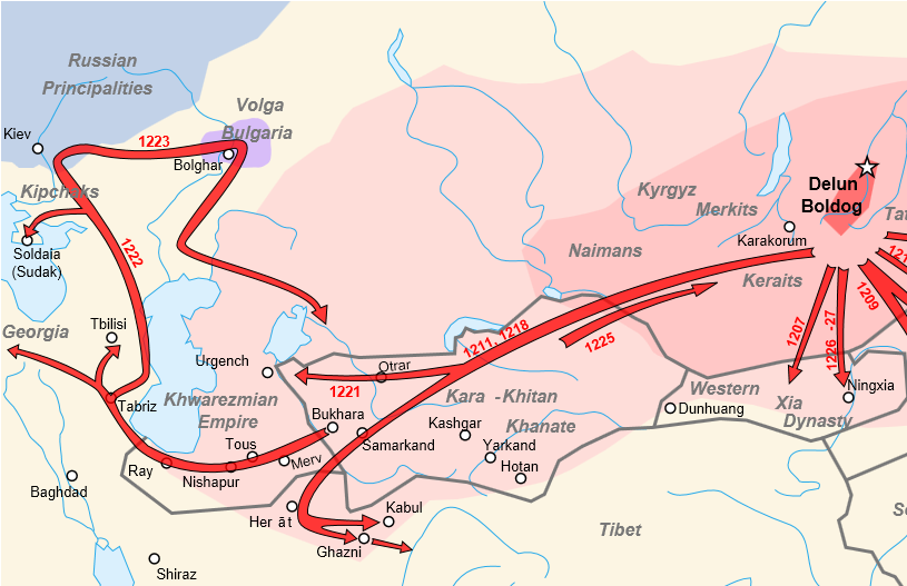 The Time Was Ripe - Genghis Khan Empire Map (1017x658), Png Download