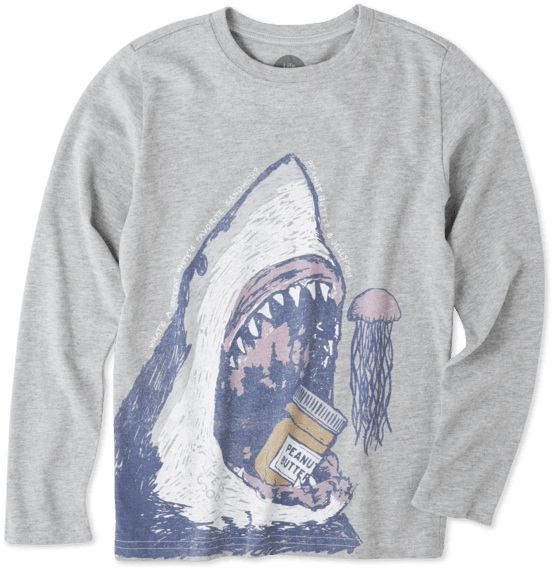 Boys Peanut Butter Jellyfish Long Sleeve Crusher Tee - Long-sleeved T-shirt (570x570), Png Download