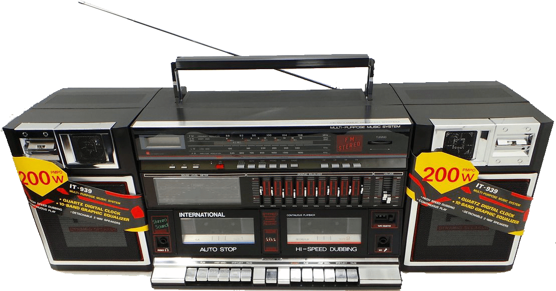 Vintage Ghettoblaster - Boombox (1117x602), Png Download