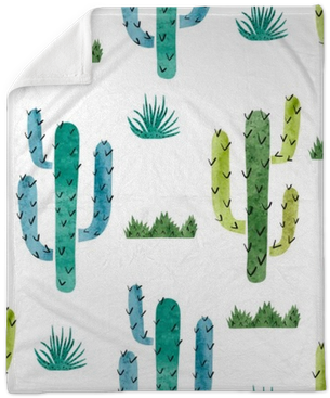 Watercolor Cactus Seamless Pattern - Japanese Noren Doorway Curtain Tapestry With Summer (400x400), Png Download