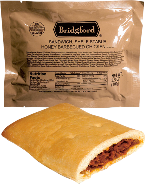 Honey Barbecued Chicken - Bridgford Shelf Stable Sandwiches (599x751), Png Download