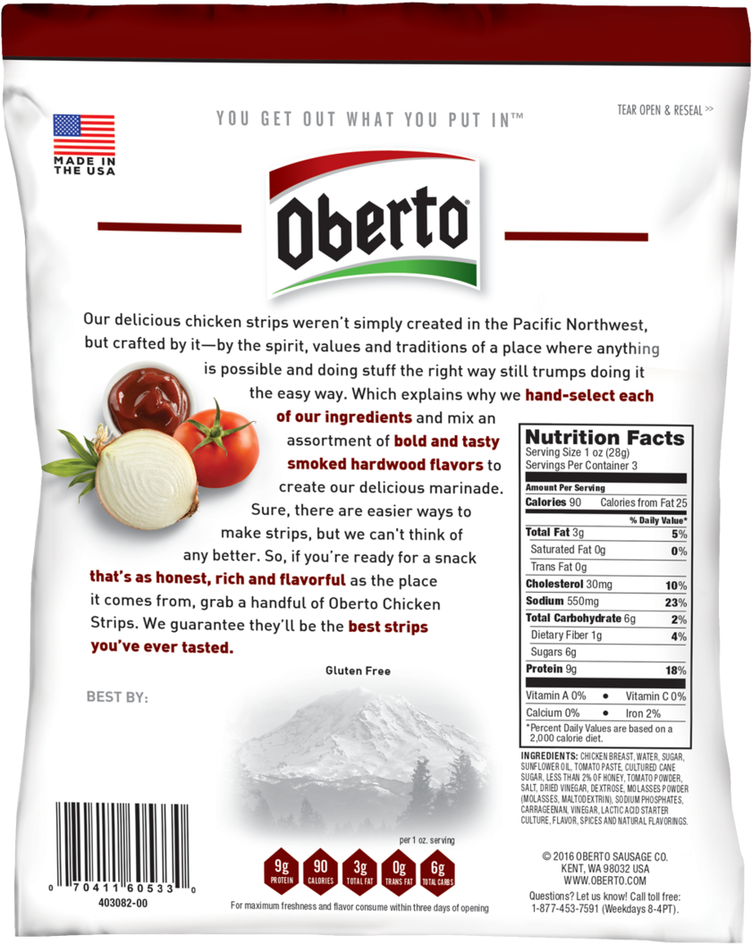Spicy Sweet Back Web - Oberto All Natural Applewood Smoked Bacon Jerky, 2.5-ounce (1000x1254), Png Download