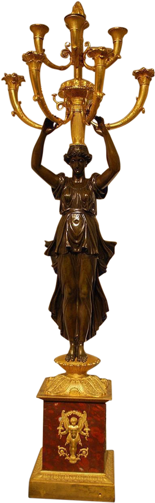 Museum Quality French Empire Ormolu Bronze Candelabra - Antique Large Ormolu Figural Candelabra Of Winged Classical (1023x1023), Png Download