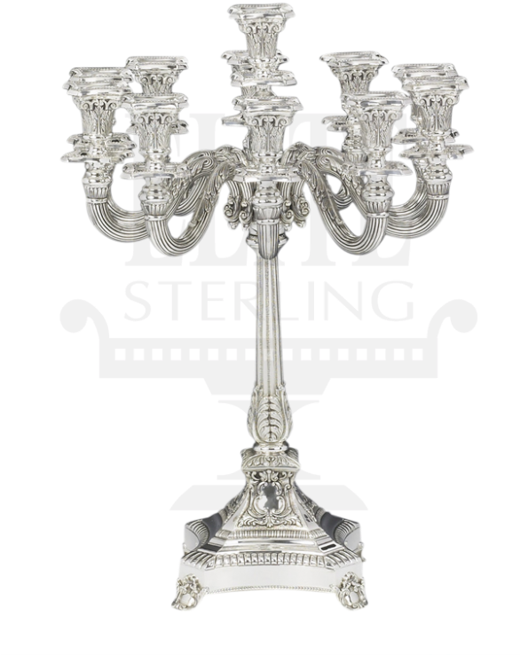 Close Quatro Silver Candelabra 11 Light - Silver Candelabra (585x780), Png Download