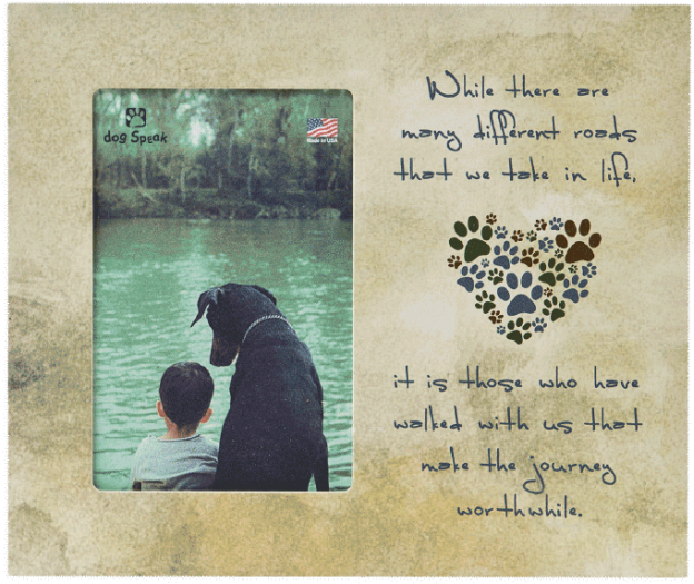Picture Frame "while There Are Many Different Roads" - Unconditional Love Dog Vertical Distressed Wood Picture (733x550), Png Download